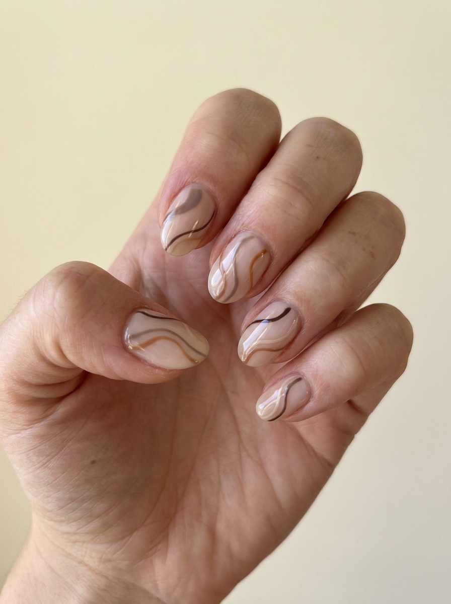 Mocha Swirl Nails als September Nägel kurz Inspiration 2026